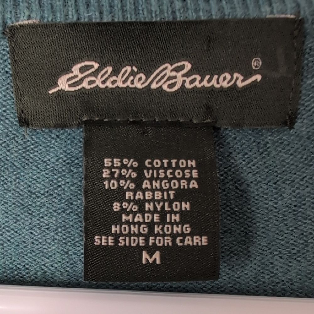 Eddie Bauer Teal Cardigan Sweater Angora Blend - Picture 2 of 11